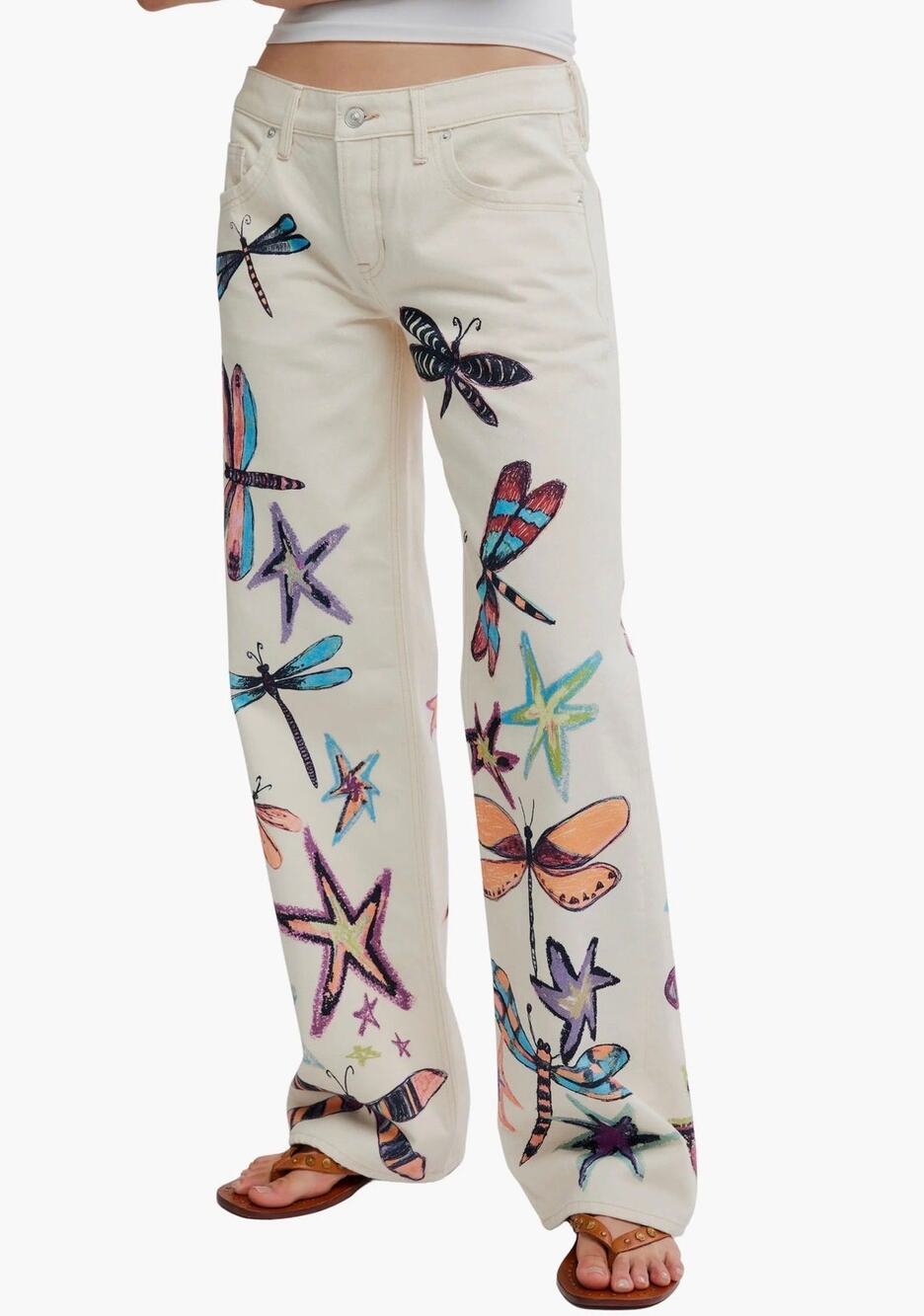 Free People Tennessee Trompe Loeil Print Pant 25 Dragonfly NWT